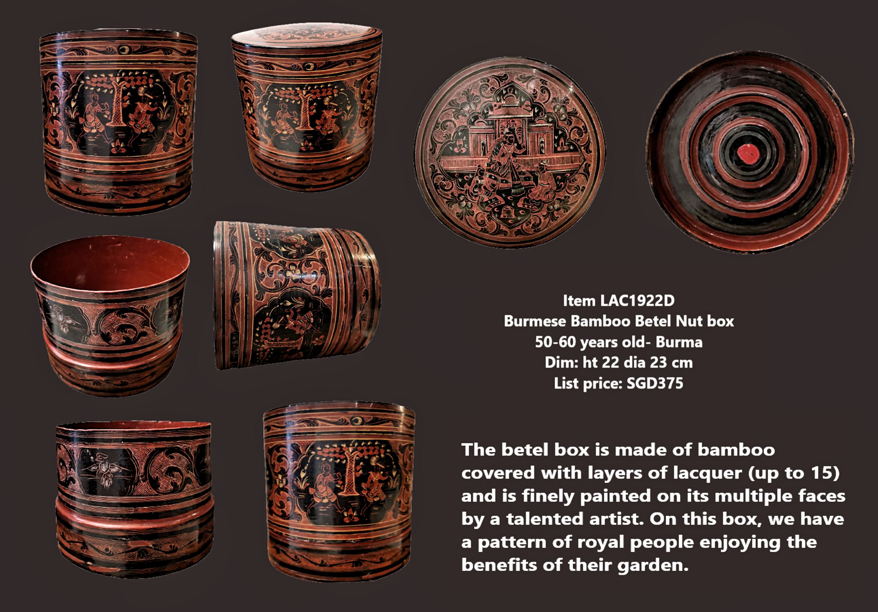 Bamboo Betel Nut box- Lac1922D